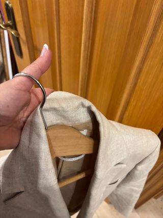 Chaqueta Lino Beige Mango Talla XS mujer