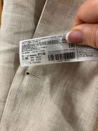 Chaqueta Lino Beige Mango Talla XS mujer