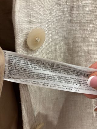 Chaqueta Lino Beige Mango Talla XS mujer