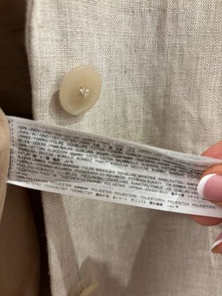 Chaqueta Lino Beige Mango Talla XS mujer