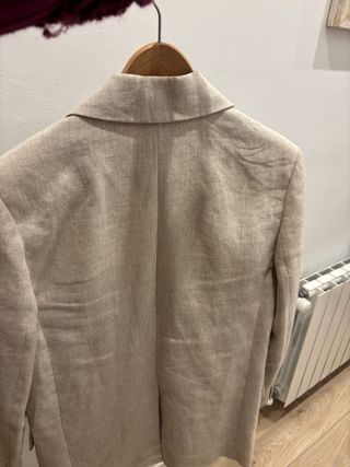 Chaqueta Lino Beige Mango Talla XS mujer