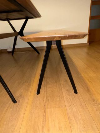 Mesa y banco roble macizo