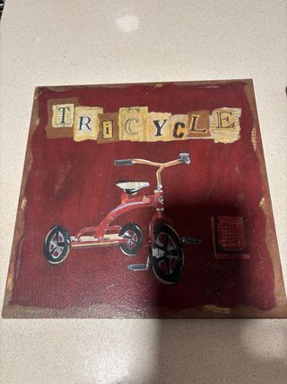 Cuadros infantiles de triciclo y caballo balancín