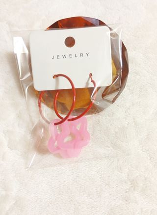 Pendientes Aro Estrella Rosa