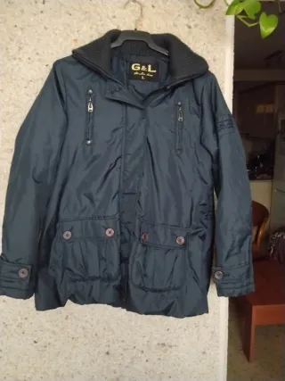 Parka G&L impermeable con capucha azul Talla L