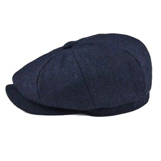 Gorra Tweed Espiga Lana Azul Gris estilo Peaky