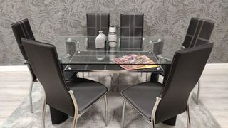 Mesa Comedor Cristal + 6 Sillas NUEVO