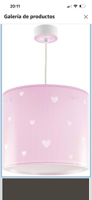Lámpara infantil rosa con corazones
