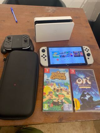 Nintendo Switch OLED Blanca + 2 Mandos + 2 Juegos