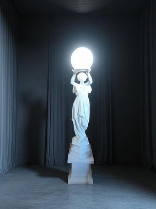 Escultura Lámpara Blanca Porcelana