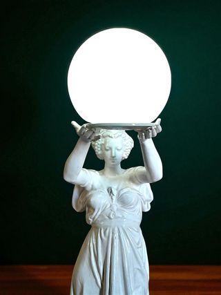 Escultura Lámpara Blanca Porcelana