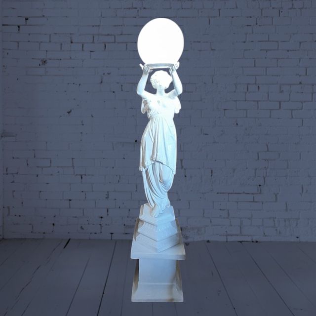 Escultura Lámpara Blanca Porcelana