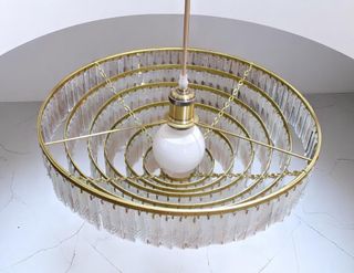 Lámpara de techo cristal y metal dorado