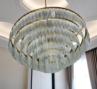 Lámpara de techo cristal y metal dorado