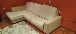 Sofá modular beige de tela 3 plazas chaises longe