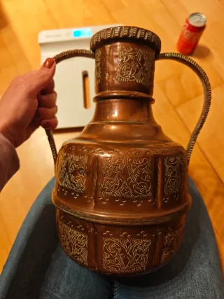 Jarra Cobre Repujado con Asas