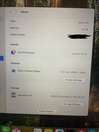 MacBook Pro 13” M2 2022 16GB RAM 512GB SSD Plata