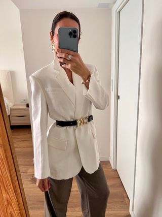 Blazer Sandro oversize lino blanco T34