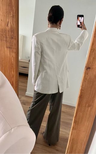Blazer Sandro oversize lino blanco T34