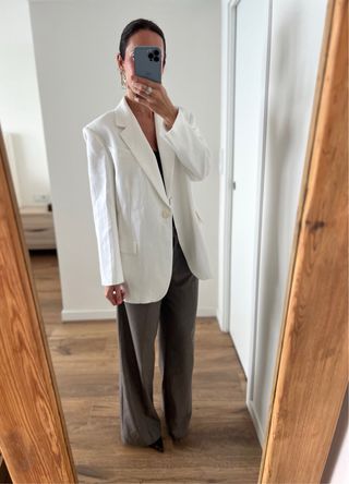 Blazer Sandro oversize lino blanco T34