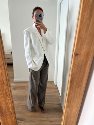 Blazer Sandro oversize lino blanco T34