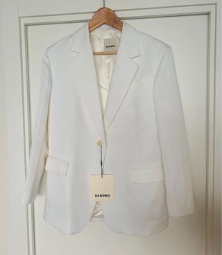 Blazer Sandro oversize lino blanco T34