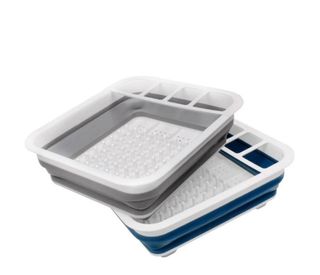 Scolapiatti Pieghevole Blu e Grigio