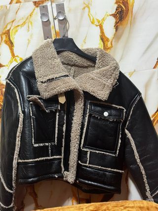 Chaqueta cuero mujer forrada lana