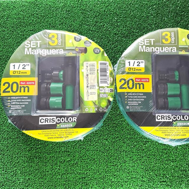 2 Mangueras Jardín 20m + Accesorios