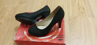 Zapatos de fiesta negros brillantes Talla 35