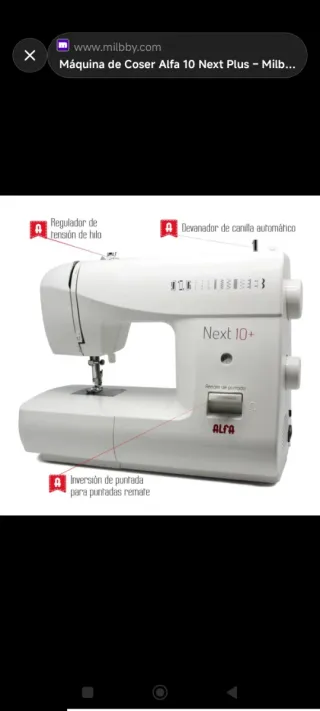 Máquina de coser ALFA Next 10+ nueva