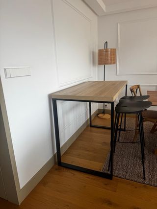 Mesa alta cocina madera y metal