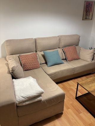 Sofá chaiselongue beige