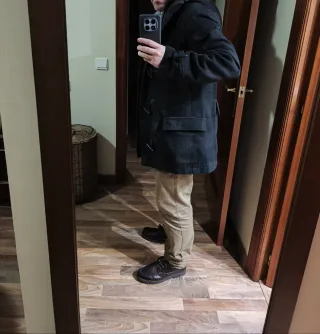 Parka Pull and Bear Negra Talla M