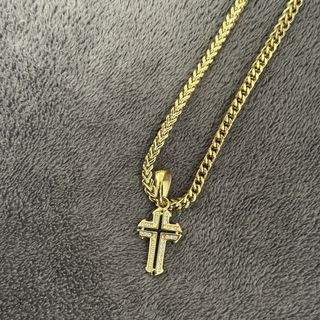 Cadena espiga y colgante oro laminado