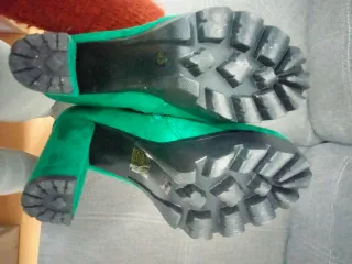 Botines verdes plataforma tacón