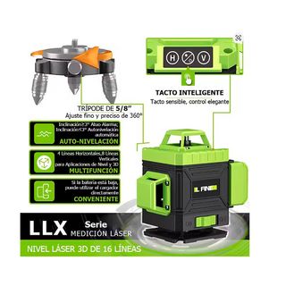 NIVEL LASER 360° 16 LINEAS 2 BATERÍAS Y TRÍPODE