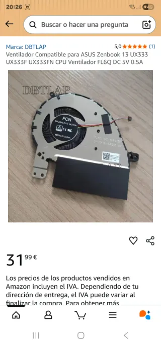 Ventilador Portátil FCN DC 5V 0.5A