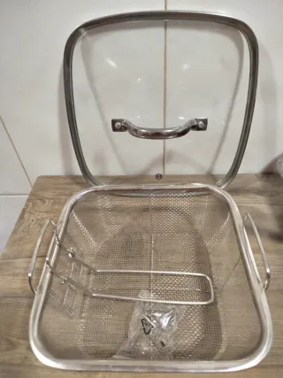 Set de cocina marrón y plateado Freidora NUEVA