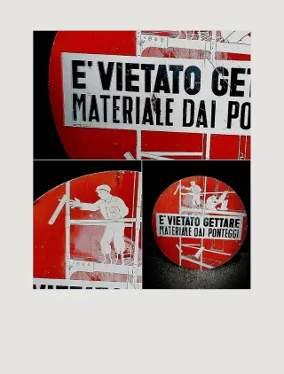 Cartello Antinfortunistico Originale Anni '60