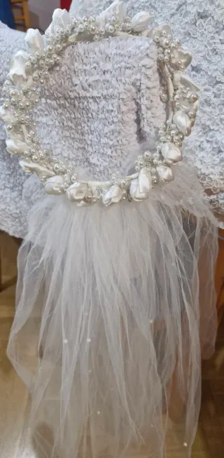 Velo de Novia y Comunión con Tocado y Doble Tul