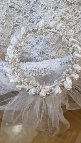 Velo de Novia y Comunión con Tocado y Doble Tul