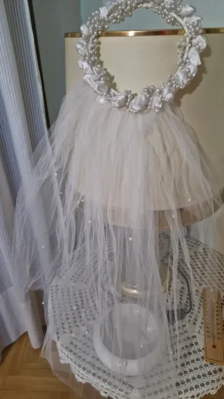 Velo de Novia y Comunión con Tocado y Doble Tul