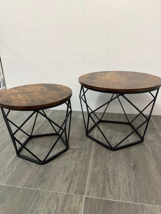 Juego 2 mesas auxiliares redondas