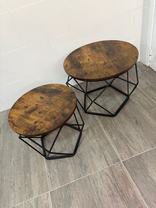 Juego 2 mesas auxiliares redondas