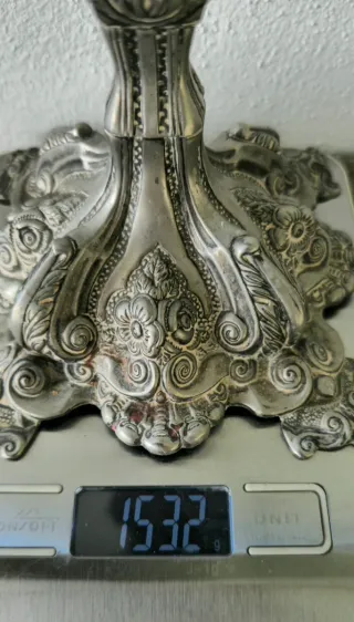 Pareja Candelabros Vintage Metal Plateado