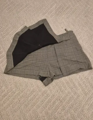 Falda pantalón de cuadros gris