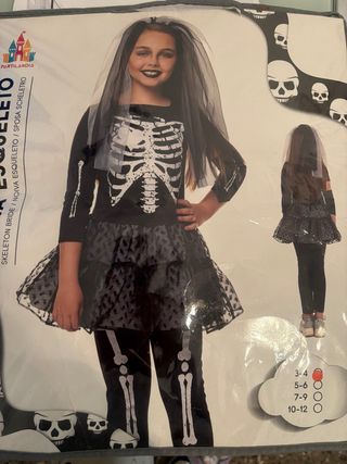 Disfraz Esqueleto Novia Talla 3-4 años