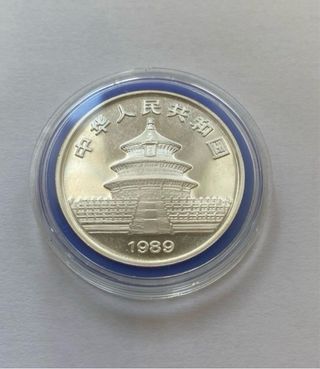 Moneda Panda China 1989 1 Onza Plata