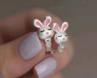 Pendientes Aro Conejo Rosa y Plata